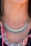 Paparazzi VINTAGE VAULT "Fringe Out" Silver Necklace & Earring Set Paparazzi Jewelry
