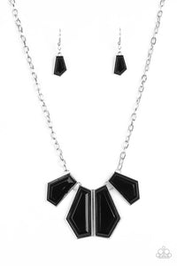 Paparazzi "Get Up and GEO" Black Necklace & Earring Set Paparazzi Jewelry