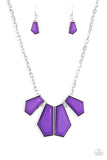 Paparazzi "Get Up and GEO" Purple Necklace & Earring Set Paparazzi Jewelry