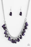 Paparazzi VINTAGE VAULT "Rocky Shores" Purple Necklace & Earring Set Paparazzi Jewelry
