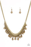 Paparazzi VINTAGE VAULT "Imperial Idol" Brass Necklace & Earring Set Paparazzi Jewelry