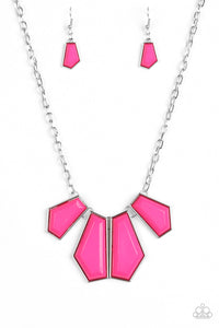 Paparazzi "Get Up and GEO" Pink Necklace & Earring Set Paparazzi Jewelry