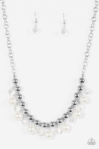 Paparazzi VINTAGE VAULT "Power Trip" White Necklace & Earring Set Paparazzi Jewelry