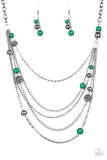 Paparazzi "Radiant Renegade" Green Necklace & Earring Set Paparazzi Jewelry