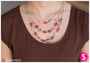 Paparazzi "Take A Look At Me Now" Red Necklace & Earring Set Paparazzi Jewelry