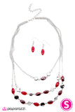 Paparazzi "Take A Look At Me Now" Red Necklace & Earring Set Paparazzi Jewelry