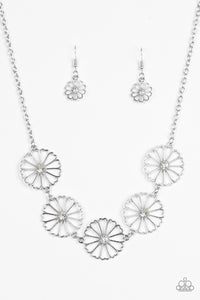 Paparazzi "Daffodil Gardens" White Necklace & Earring Set Paparazzi Jewelry