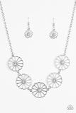 Paparazzi "Daffodil Gardens" White Necklace & Earring Set Paparazzi Jewelry