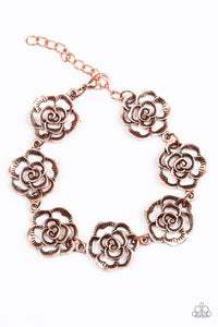 Paparazzi "Nip It In The ROSEBUD" Copper Rosebud Floral Link Bracelet Paparazzi Jewelry