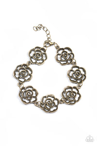 Paparazzi "Nip It In The ROSEBUD" Brass Rosebud Floral Link Bracelet Paparazzi Jewelry