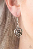 Paparazzi "Rosebud Rapture" Silver Rosebud Floral Design Necklace & Earring Set Paparazzi Jewelry