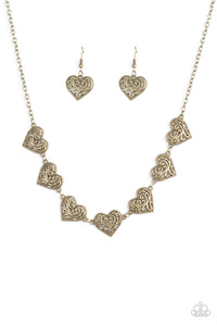 Paparazzi "Heart Heaven" Brass Necklace & Earring Set Paparazzi Jewelry