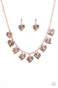 Paparazzi "Speaking From The Heart" Copper Necklace & Earring Set Paparazzi Jewelry
