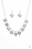 Paparazzi "Speaking From The Heart" Silver Necklace & Earring Set Paparazzi Jewelry