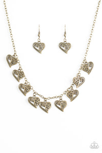 Paparazzi "Speaking From The Heart" Brass Necklace & Earring Set Paparazzi Jewelry