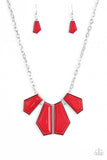 Paparazzi "Get Up and GEO" Red Necklace & Earring Set Paparazzi Jewelry