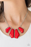 Paparazzi "Get Up and GEO" Red Necklace & Earring Set Paparazzi Jewelry