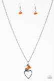 Paparazzi "Fluttering Heart" Orange Necklace & Earring Set Paparazzi Jewelry