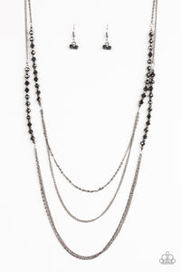Paparazzi VINTAGE VAULT "Shimmer Showdown" Black Necklace & Earring Set Paparazzi Jewelry