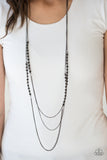 Paparazzi VINTAGE VAULT "Shimmer Showdown" Black Necklace & Earring Set Paparazzi Jewelry