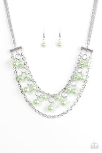 Paparazzi VINTAGE VAULT "Rockefeller Romance" Green Necklace & Earring Set Paparazzi Jewelry