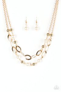 Paparazzi "GLIMMER Takes All" Gold Necklace & Earring Set Paparazzi Jewelry