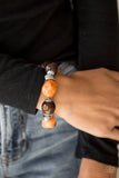 Paparazzi "Gorgeously Grounded" Orange Stone Brown Wooden Bead Bracelet Paparazzi Jewelry