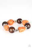 Paparazzi "Gorgeously Grounded" Orange Stone Brown Wooden Bead Bracelet Paparazzi Jewelry