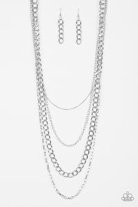 Paparazzi "Metro Metal" Silver Necklace & Earring Set Paparazzi Jewelry