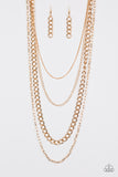 Paparazzi "Metro Metal" Gold Necklace & Earring Set Paparazzi Jewelry