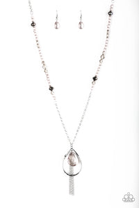 Paparazzi VINTAGE VAULT "Teardroppin Tassels" Silver Necklace & Earring Set Paparazzi Jewelry