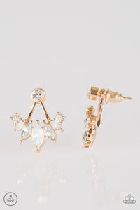 Paparazzi "Chicest Of Them All" Gold Double Sided White Rhinestone Post Earrings Paparazzi Jewelry