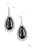 Paparazzi "Spring Splendor" Black Teardrop Bead Silver Earrings Paparazzi Jewelry