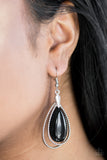 Paparazzi "Spring Splendor" Black Teardrop Bead Silver Earrings Paparazzi Jewelry