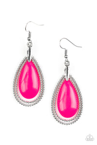 Paparazzi "Spring Splendor" Pink Teardrop Bead Silver Earrings Paparazzi Jewelry