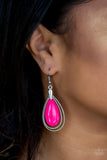 Paparazzi "Spring Splendor" Pink Teardrop Bead Silver Earrings Paparazzi Jewelry