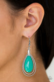 Paparazzi "Spring Splendor" Green Teardrop Bead Silver Earrings Paparazzi Jewelry