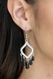 Paparazzi VINTAGE VAULT "Divinely Diamond" Black Earrings Paparazzi Jewelry