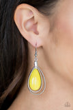 Paparazzi "Spring Splendor" Yellow Teardrop Bead Silver Earrings Paparazzi Jewelry