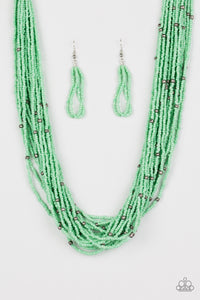Paparazzi "Summer Samba" Green Necklace & Earring Set Paparazzi Jewelry