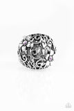 Paparazzi "Spring Holiday" Purple Rhinestone Flower Bloom Silver Ring Paparazzi Jewelry