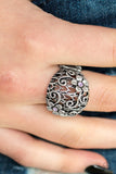 Paparazzi "Spring Holiday" Purple Rhinestone Flower Bloom Silver Ring Paparazzi Jewelry