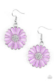 Paparazzi "Distracted By Daisies" Purple Flower Studded Center Silver Earrings Paparazzi Jewelry