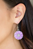 Paparazzi "Distracted By Daisies" Purple Flower Studded Center Silver Earrings Paparazzi Jewelry