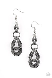 Paparazzi "Romantic Radiance" Silver Studded Abstract Design Earrings Paparazzi Jewelry