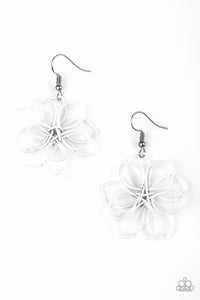 Paparazzi "Springtime Serenity" White Wire Flower Design Earrings Paparazzi Jewelry