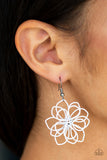 Paparazzi "Springtime Serenity" White Wire Flower Design Earrings Paparazzi Jewelry