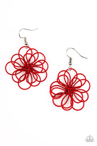 Paparazzi "Midsummer Magic" Red Wire Flower Earrings Paparazzi Jewelry