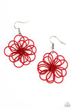 Paparazzi "Midsummer Magic" Red Wire Flower Earrings Paparazzi Jewelry