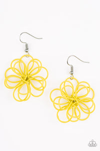 Paparazzi "Midsummer Magic" Yellow Wire Flower Earrings Paparazzi Jewelry